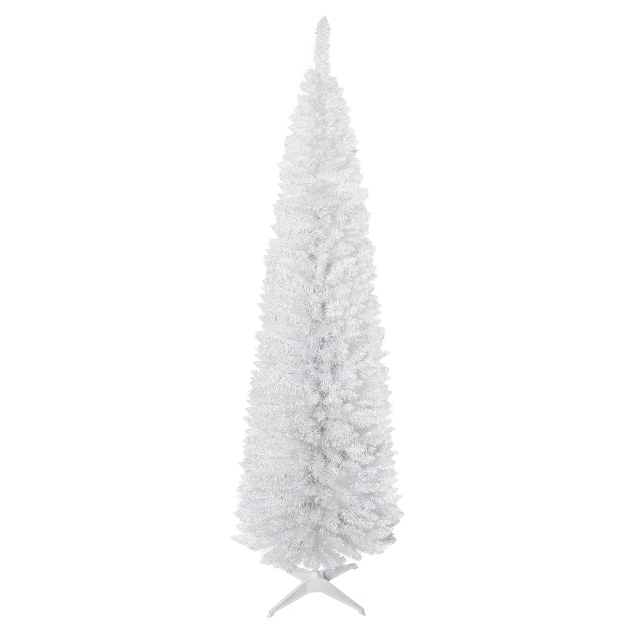 Homcom - Unlit Pencil Artificial Christmas Tree with Realistic Branches and 499 Tips - White