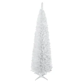 Homcom - Unlit Pencil Artificial Christmas Tree with Realistic Branches and 499 Tips - White