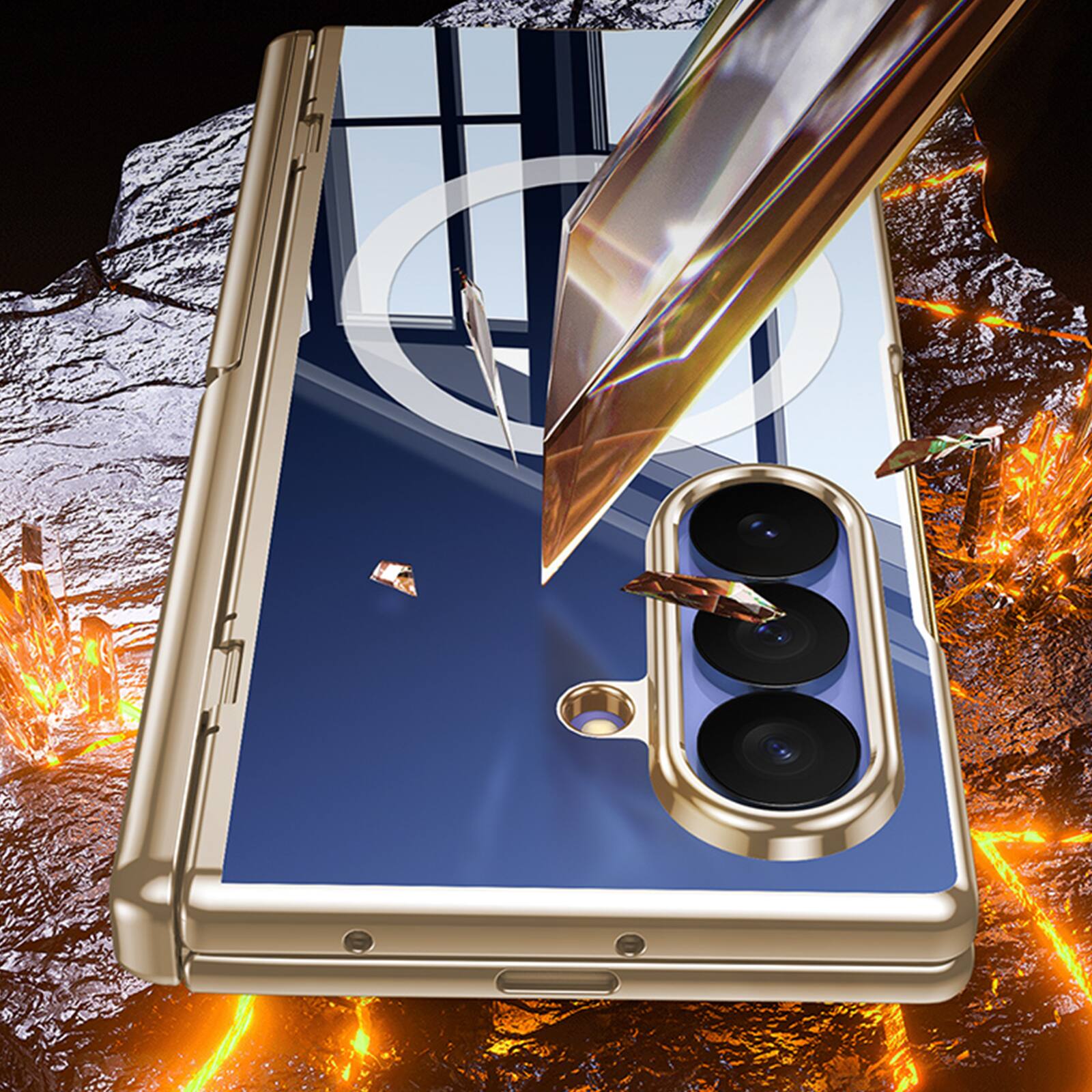 Alt View 4. Dteck - Full Body Magnetic Case for Samsung Galaxy Z Fold8 Ultra with Invisible Kickstand, Built-in HD/Privacy Screen Protector - Privacy Black.
