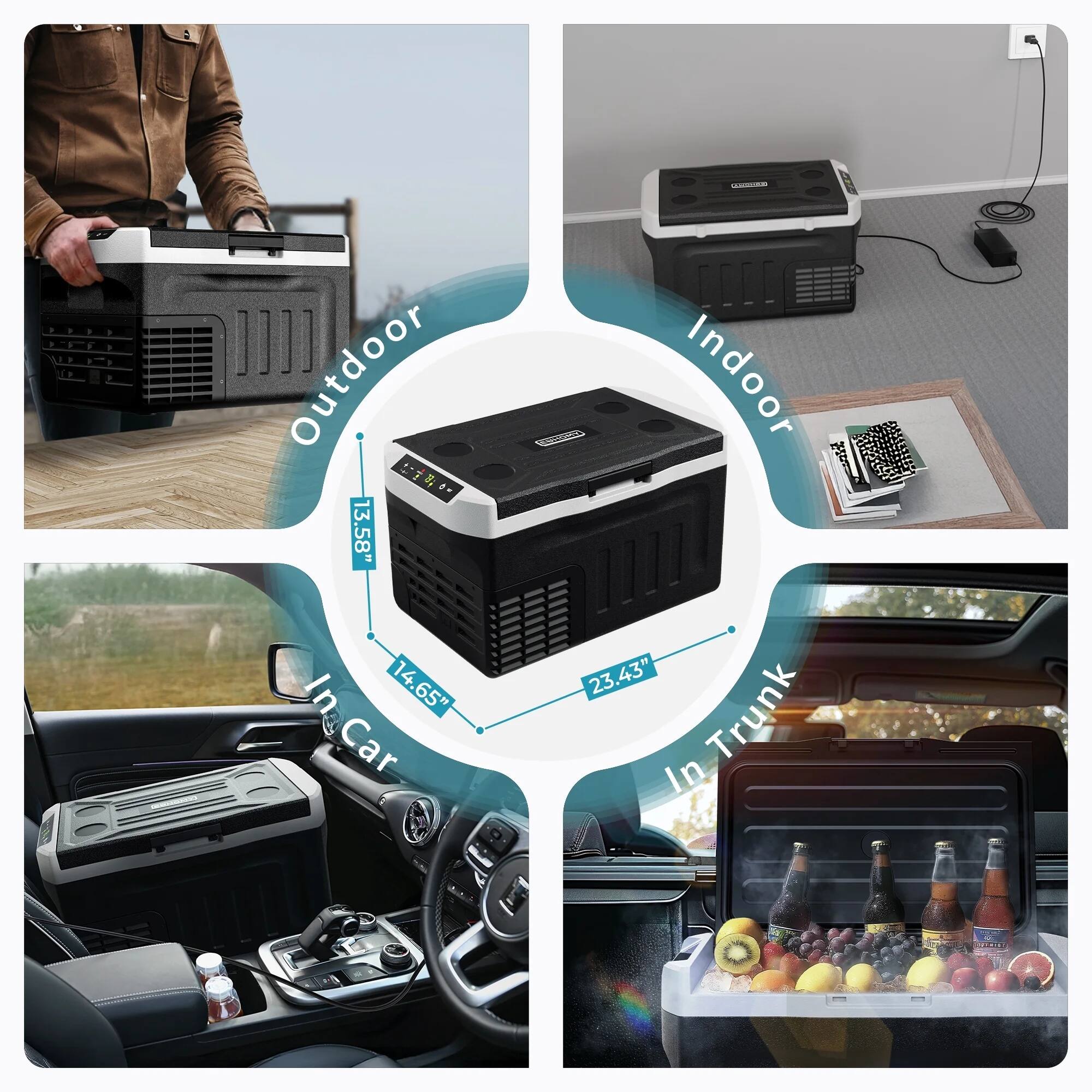 Outdoor: 13.58"  
Indoor: 14.65"  
In Car: 14.65"  
In Trunk: 23.43"