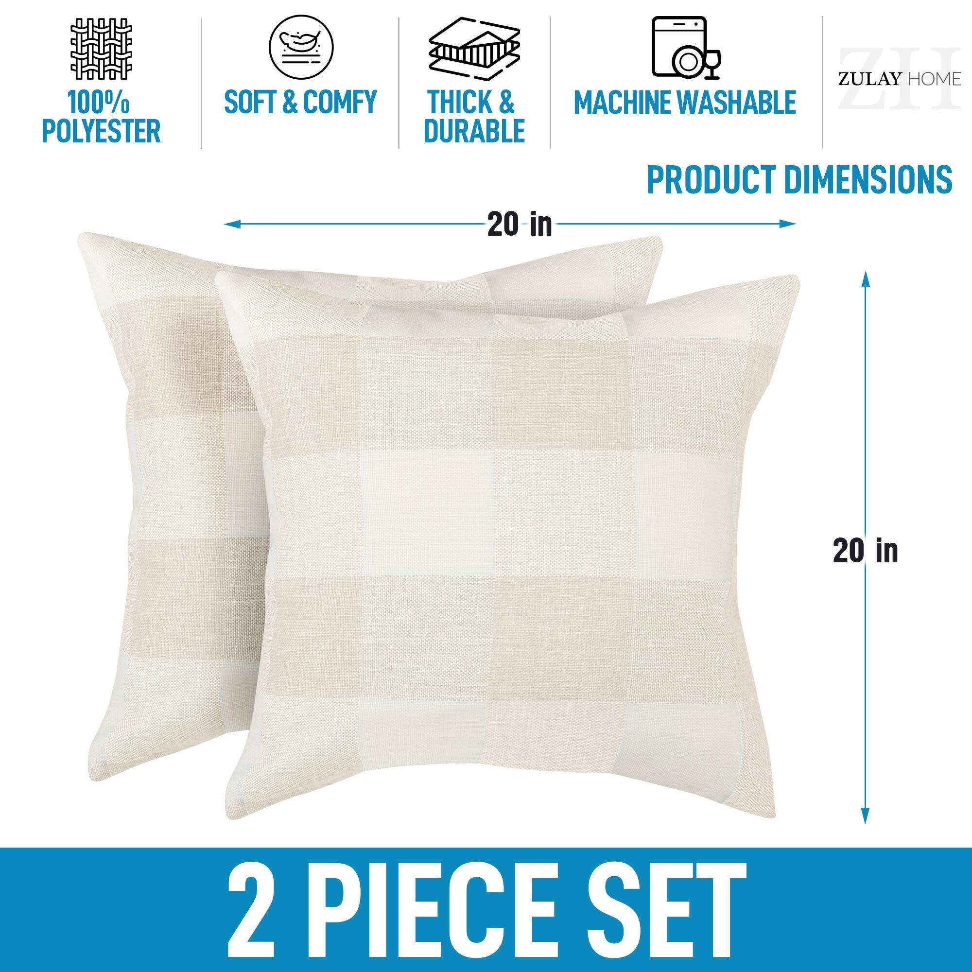100% Polyester  
Soft & Comfy  
Thick & Durable  
Machine Washable  

Product Dimensions: 20 in x 20 in  

2 Piece Set  

Zulay Home