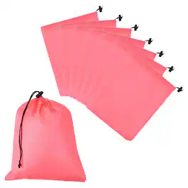 Unique Bargains - Drawstring Bag with Toggle, Stuff Sack Waterproof Travel Storage Cinch Pouch, 10" x 12" & 8pcs - Fits Gym/Travel/Hiking - Pink