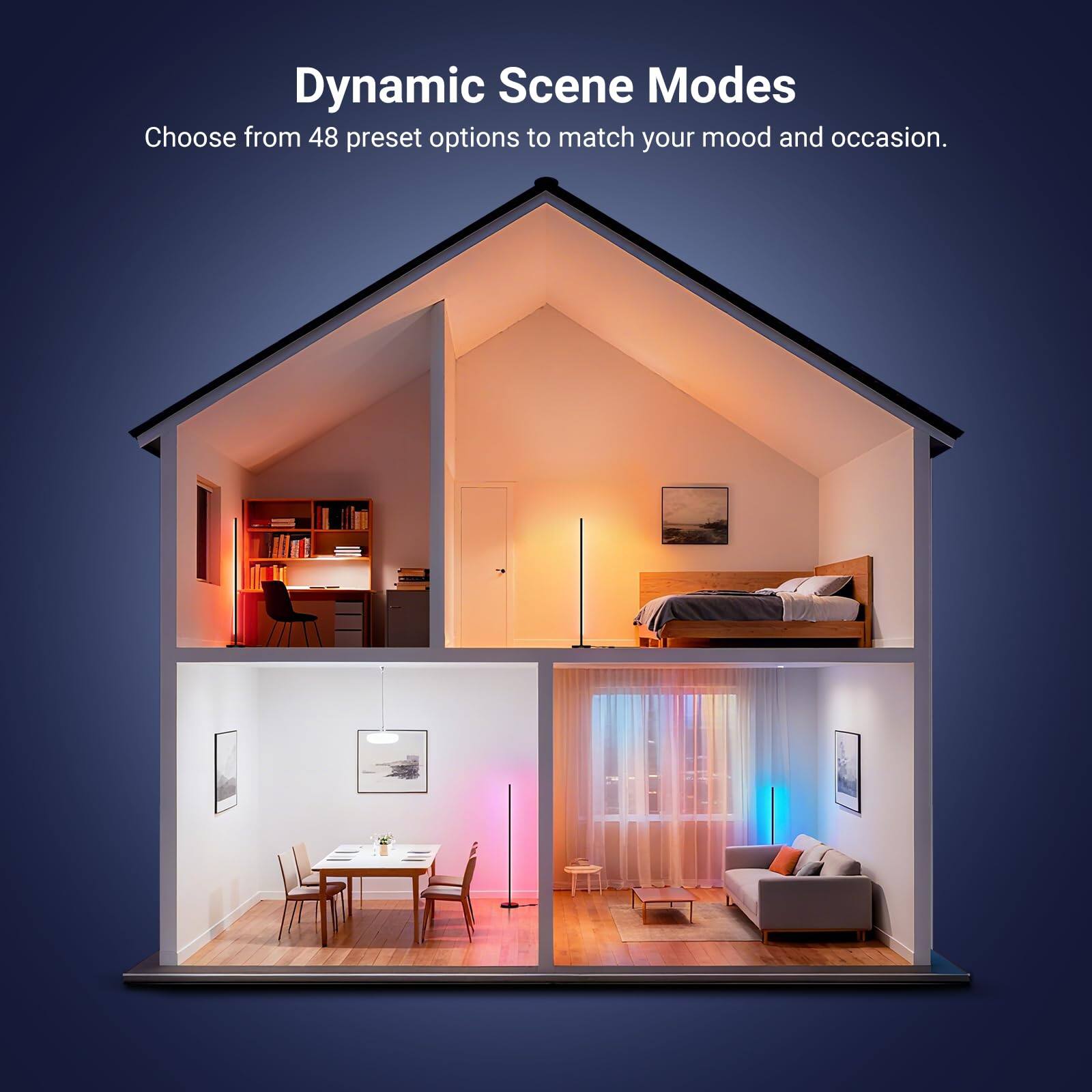 Dynamic Scene Modes  
Choose from 48 preset options to match your mood and occasion.