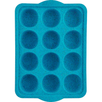 Front. Trudeau - Structure Silicone 12 Cavity Muffin Pan, Tropical Granite - Blue.