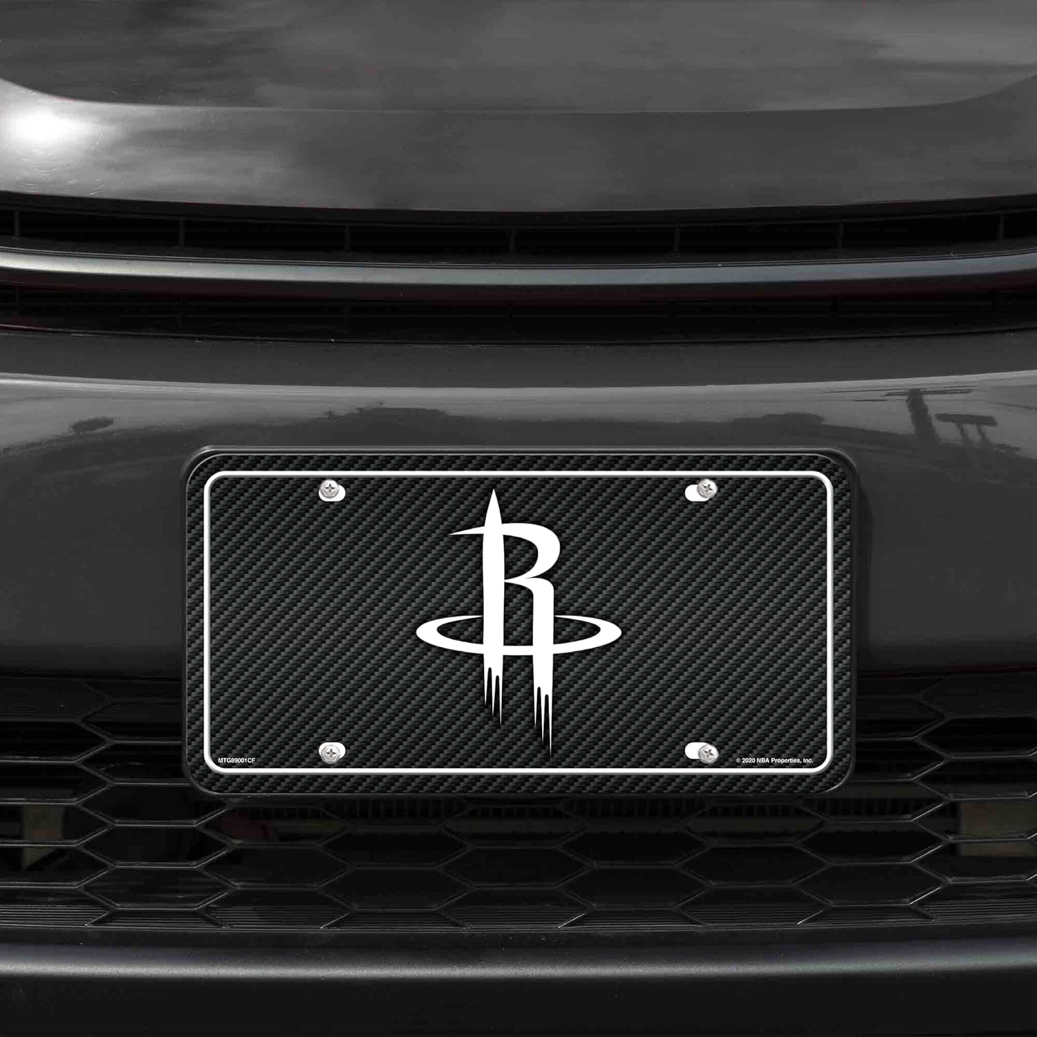 Alt View 1. Rico Industries - Houston Rockets NBA Carbon Fiber Design 12x6 Metal License Plate Auto Tag - Multi.