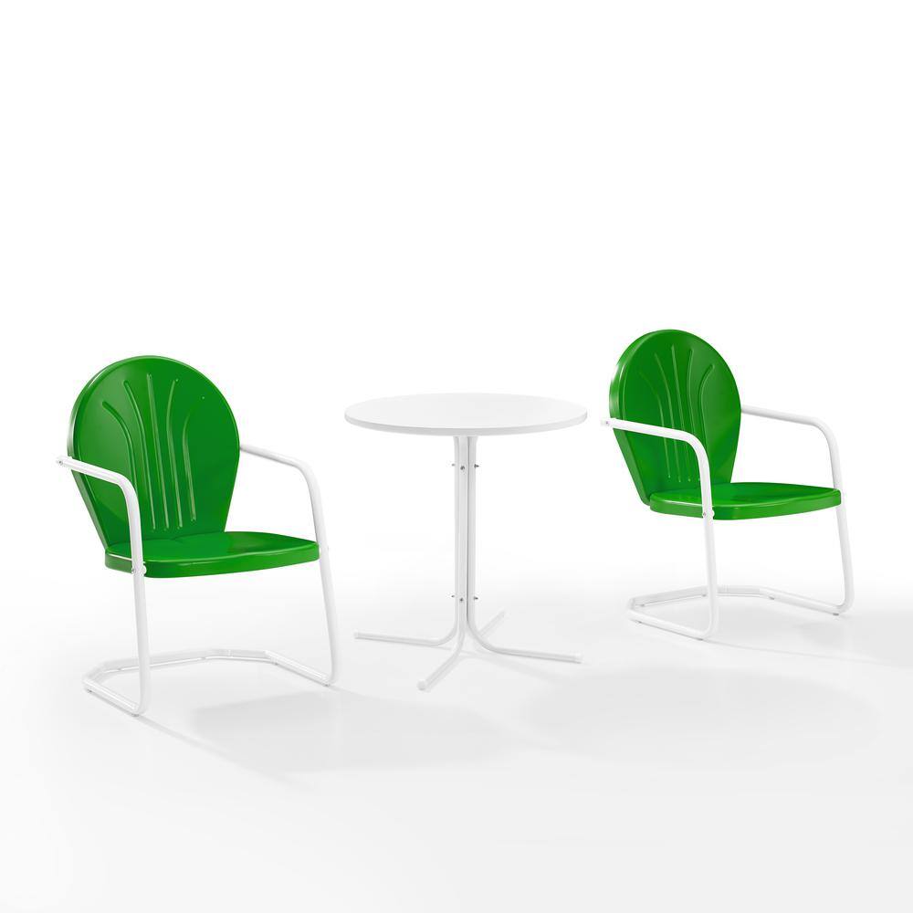 Back. Crosley Furniture - Griffith 3Pc Retro Outdoor Bistro Set - Bistro Table & 2 Chairs - Kelly Green Gloss.