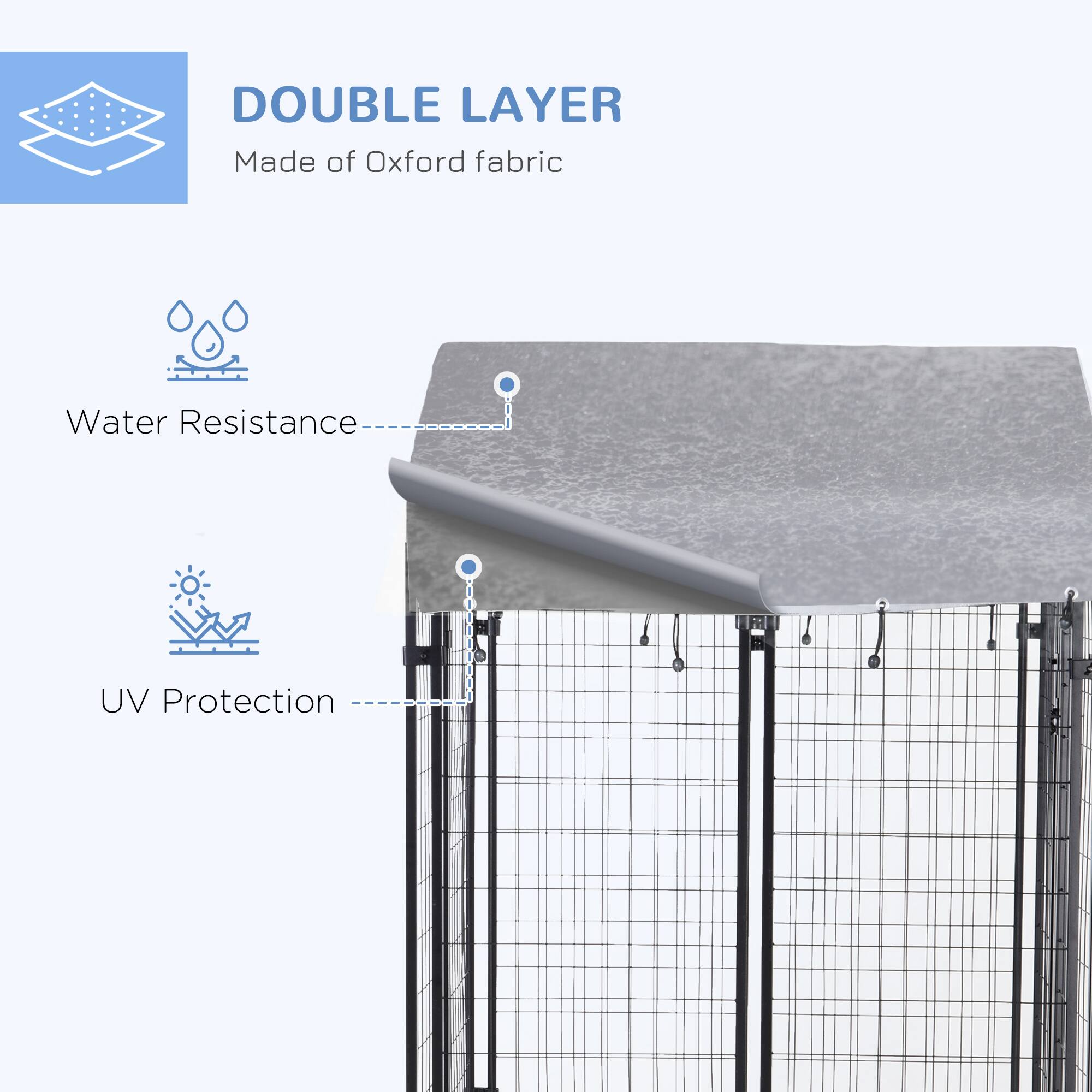 DOUBLE LAYER  
Made of Oxford fabric  

Water Resistance  
UV Protection