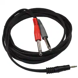 HQRP - 10 ft 3.5 mm TRS - Dual 1/4 in TS Stereo Breakout Audio Cable for Speakers, CD Players, MP3 Players, Smartphone, Laptop