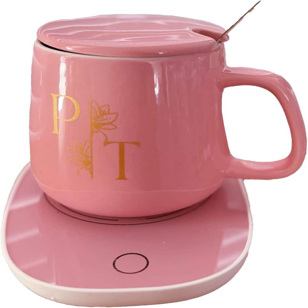 Schertz - Smart Coffee Mug Warmer Set – 55°C Heat, Auto Shut-Off, Includes Ceramic Mug - Pink
