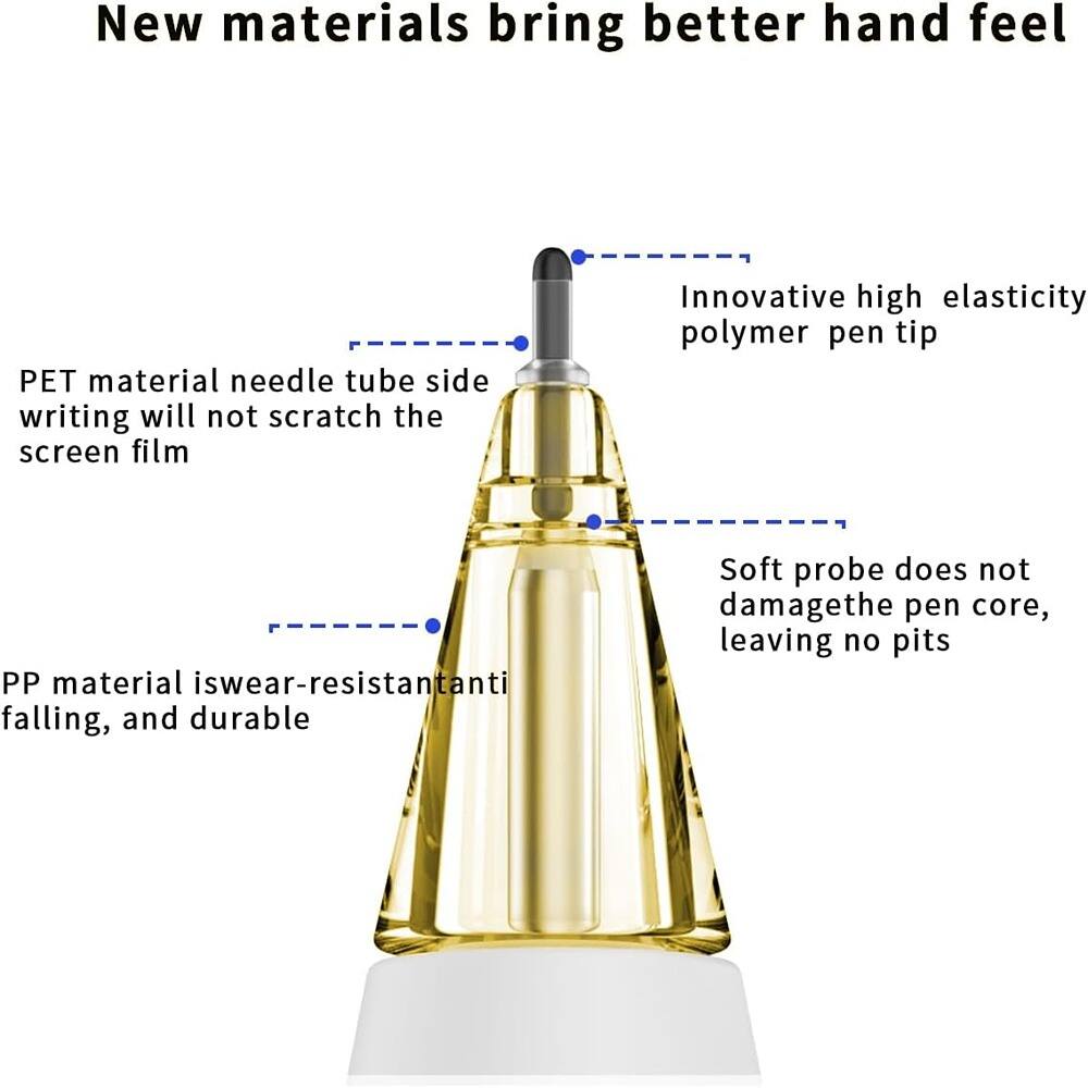 New materials bring better hand feel

- PET material needle tube side writing will not scratch the screen film
- Innovative high elasticity polymer pen tip
- PP material is wear-resistant, anti-falling, and durable
- Soft probe does not damage the pen core, leaving no pits