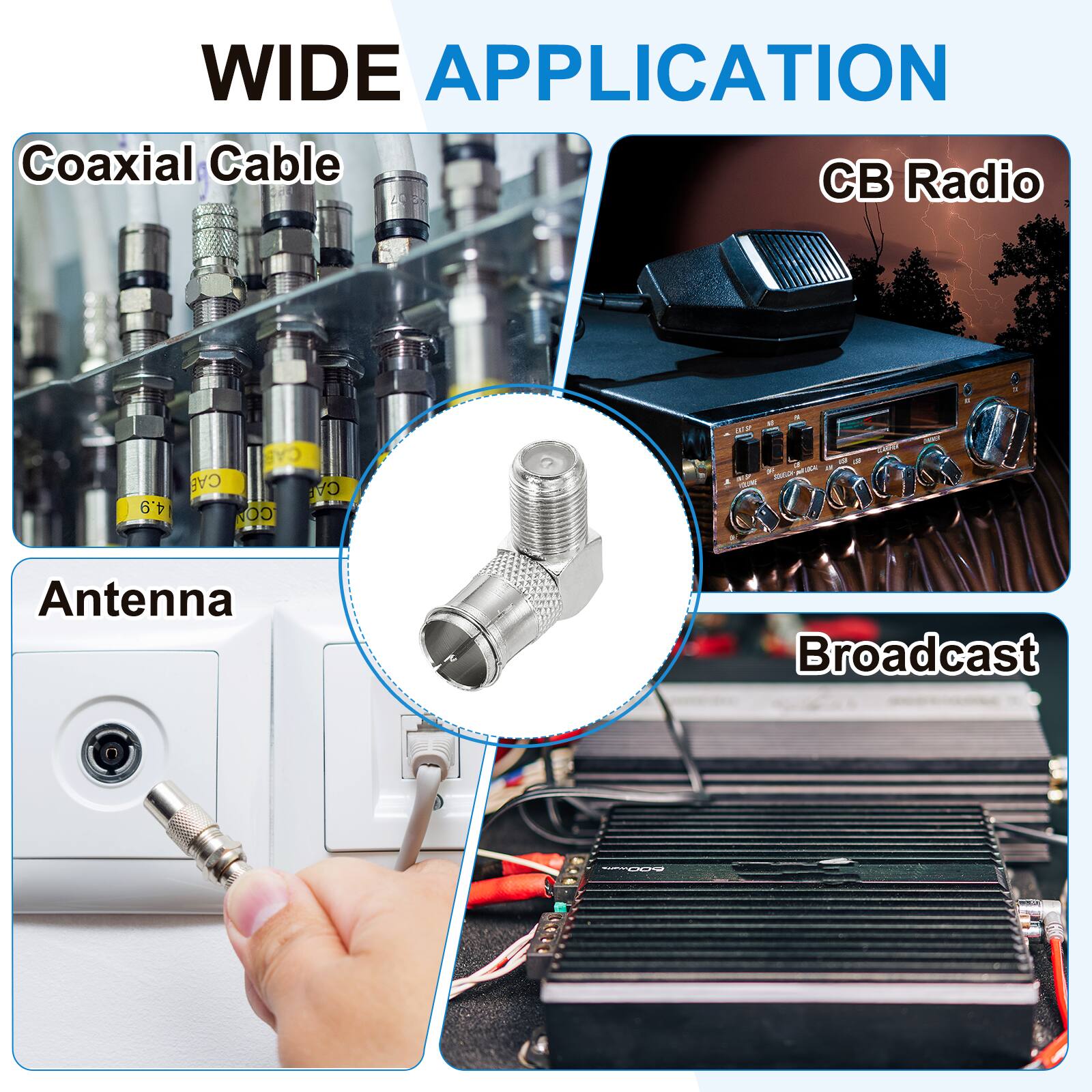 WIDE APPLICATION  
Coaxial Cable  
CB Radio  
Antenna  
Broadcast