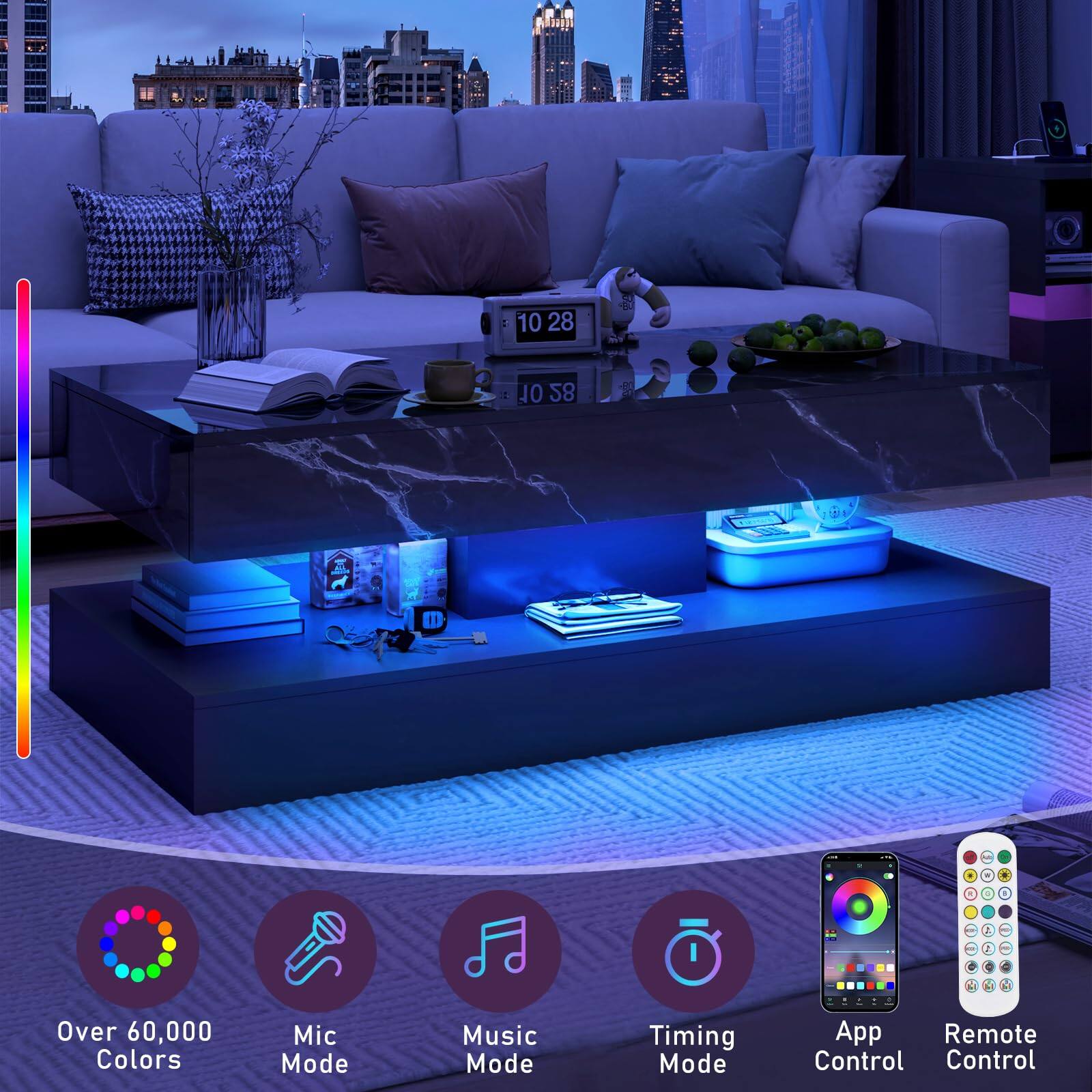 10 28 GU I 10 28 DA

- Over 60,000 Colors
- Mic Mode
- Music Mode
- Timing Mode
- App Control
- Remote Control