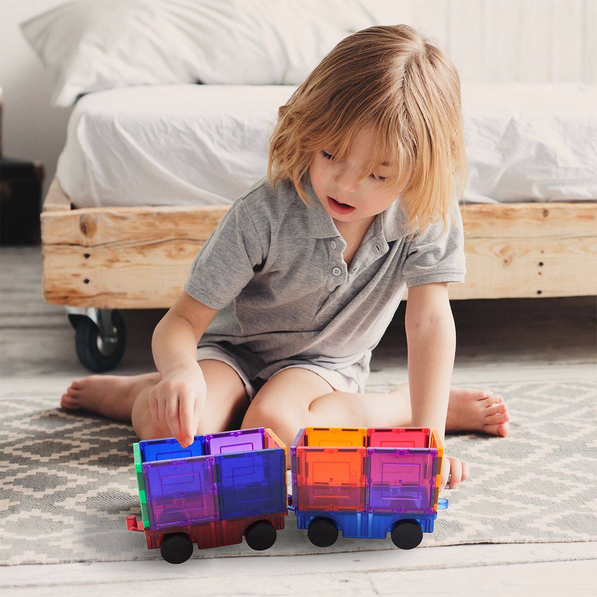 Alt View 6. PicassoTiles - PICASSO-TILES Cars Magnetic Tiles for Kids, Construction STEM Building Blocks Educational Toy, 2PCS - Multicolor.