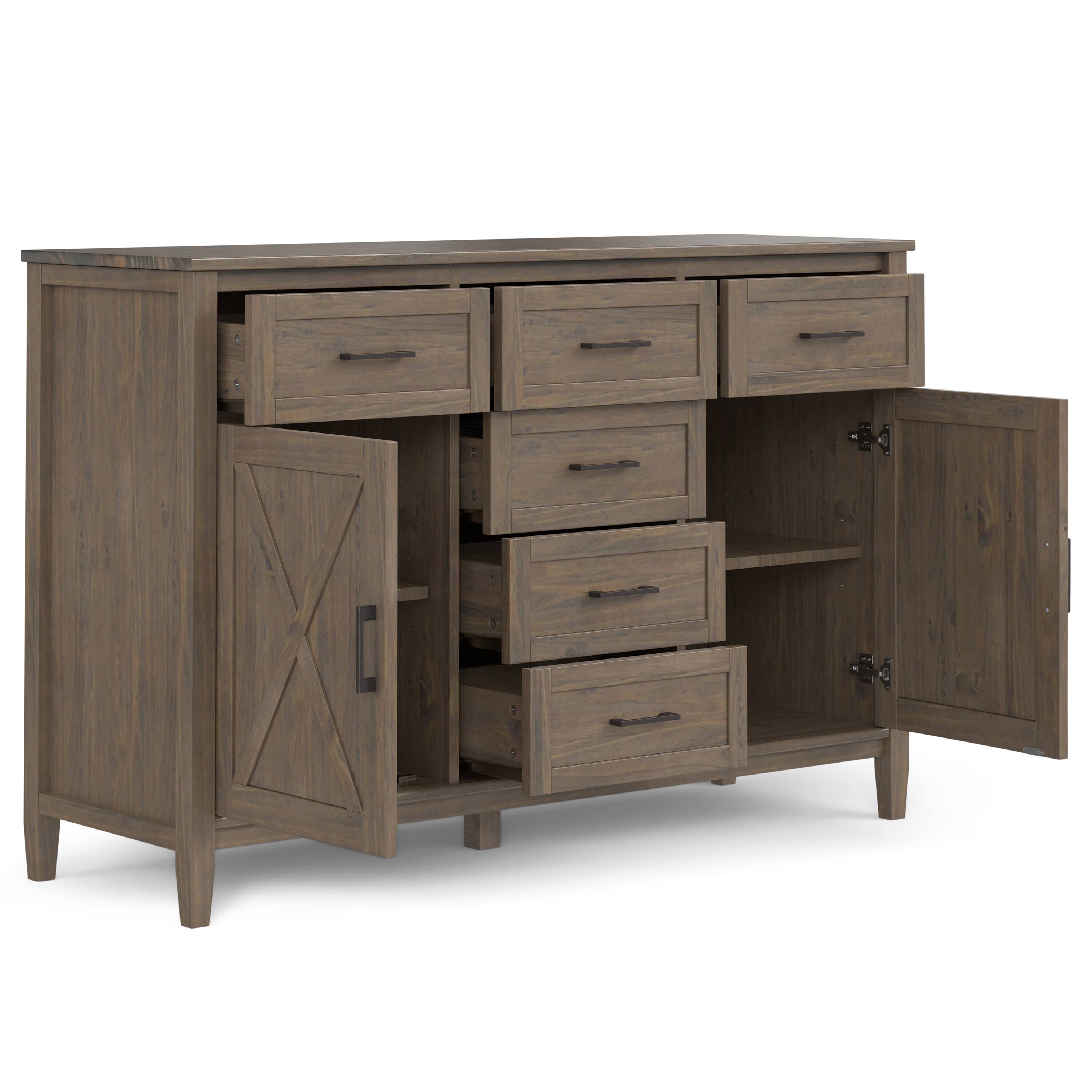 Back. Simpli Home - Ela SOLID WOOD Sideboard  in Smoky Brown - Smoky Brown.