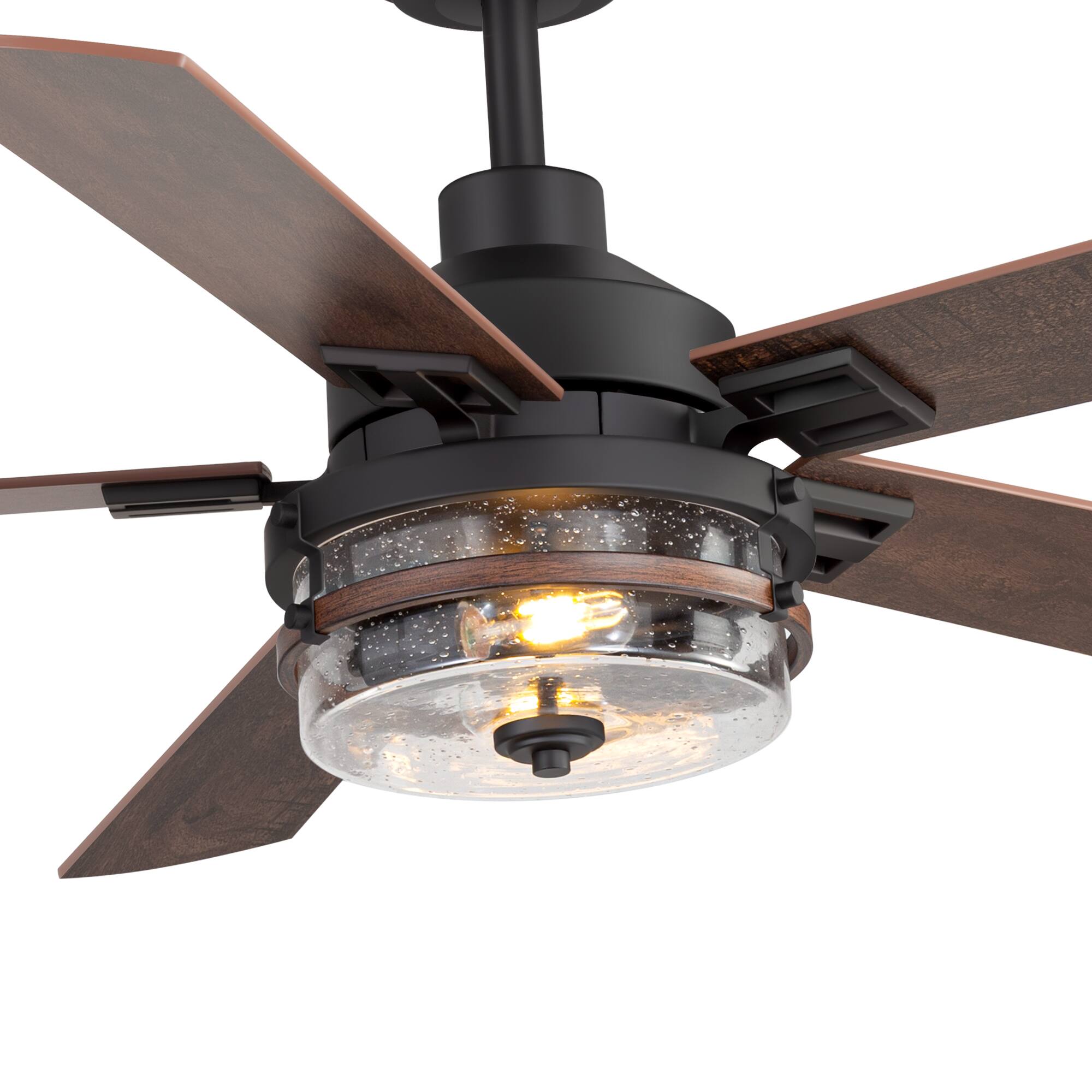 Alt View 8. Breezary - 52-Inch Modern Ceiling Fan with 5 Dual-Finish Plywood Blades, DC Motor, 6-Speed Remote Control with Timer - Matte Black.