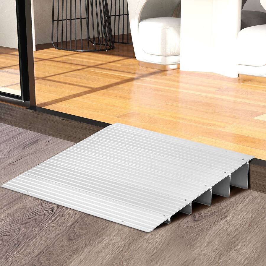 Adjustable Beach Ramp Gymax 5'' Door Threshold Ramp Aluminum Adjustable Rise Entry Ramp for ...