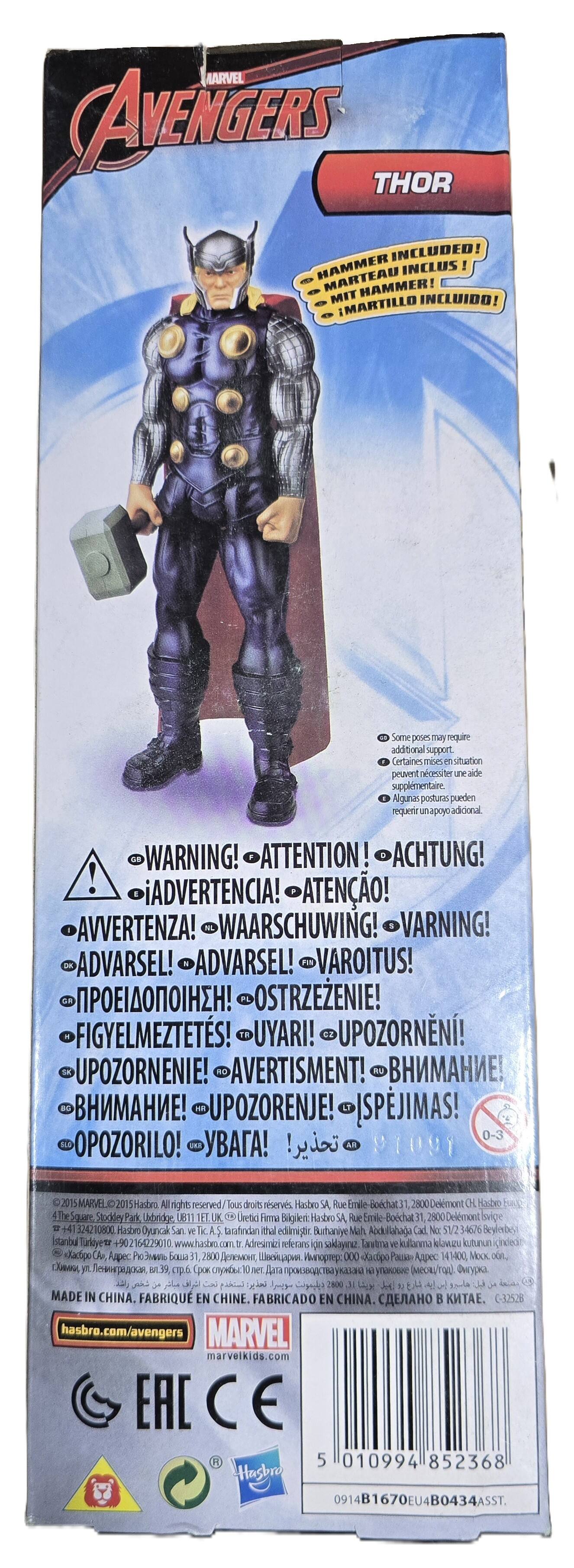MARVEL AVENGERS THOR INCLUDED! HAMMER INCLUDED! adidas HAMMER! MIT INCLUIDO! MARTILLO

Some poses may require additional support. Certaines mises en situation peuvent nécessiter une aide supplémentaire. Algunas posturas pueden requerir un apoyo adicional.

WARNING! ATTENTION! ACHTUNG! ADVERTENCIA! ATENÇÃO! AVVERTENZA! WAARSCHUWING! VARNING! ADVARSEL! VAROITUS! ΠΡΟΕΙΔΟΠΟΙΗΣΗ! OSTRZEŻENIE! FIGYELMEZTETÉS! UYARI! UPOZORNIEN! UPozorne! AVERTISMENT! BVMHANIE! UPOZORENIE! ISPJIMAS! 0-3

MARVEL 201 Hasbro. All rights reserved/ Tous droits réservés. Hasbro SA, Rue Emile Bochat 31, 2800 Delmont CH. Hasbro Folog. The Square, Stockley Park, Uxbridge, UB11 1RE. Uretici Firma Bilgiler