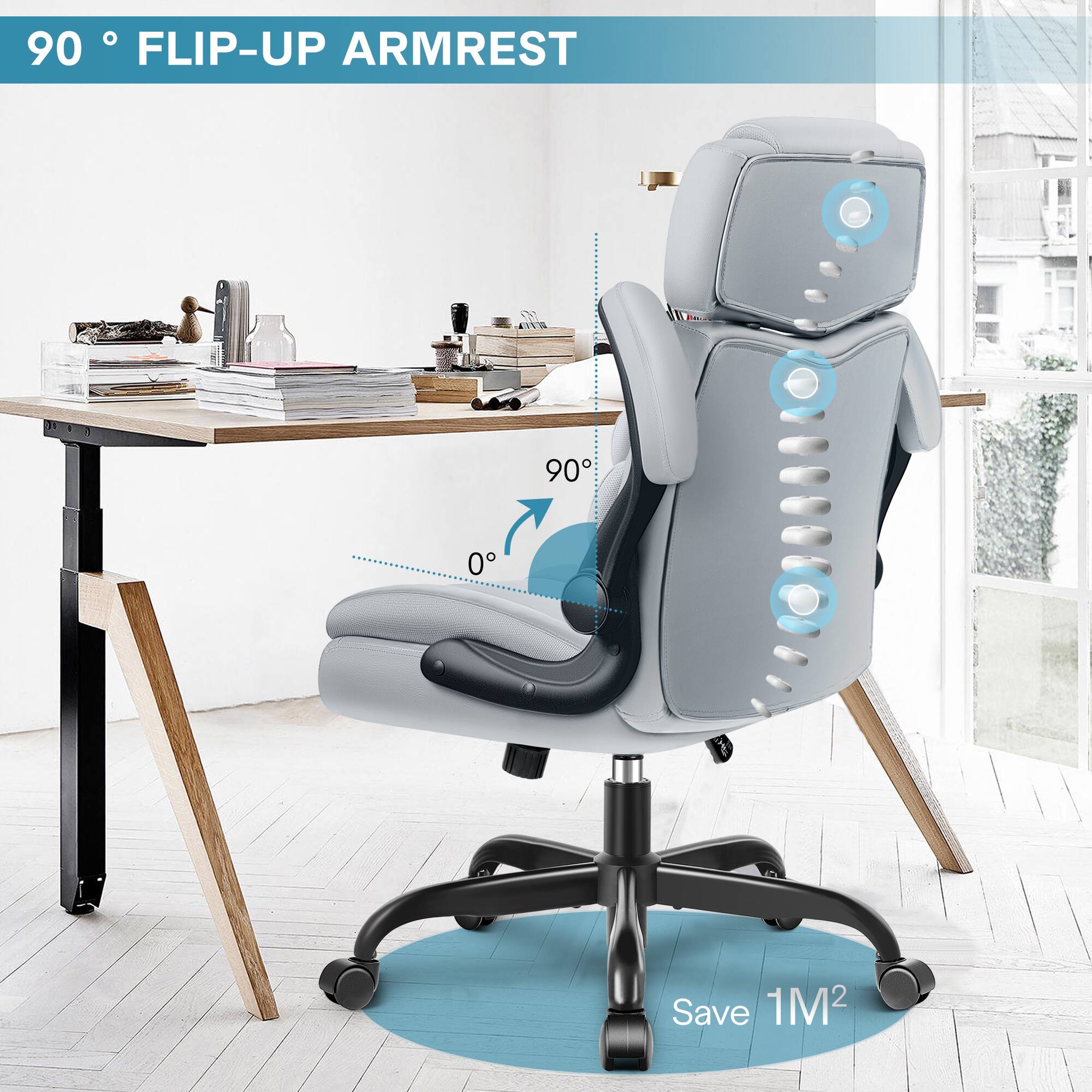 90° FLIP-UP ARMREST

Save 1M²