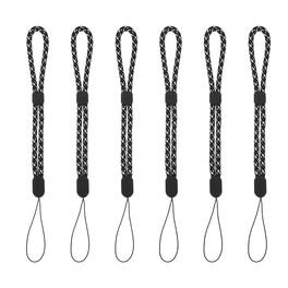 Unique Bargains - Camera Wrist Strap, 6pcs Adjustable Nylon Wristlet Lanyard String for Camera Keys Keychain Phone USB Wallet - Black Jacquard