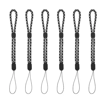 Front. Unique Bargains - Camera Wrist Strap, 6pcs Adjustable Nylon Wristlet Lanyard String for Camera Keys Keychain Phone USB Wallet - Black Jacquard.