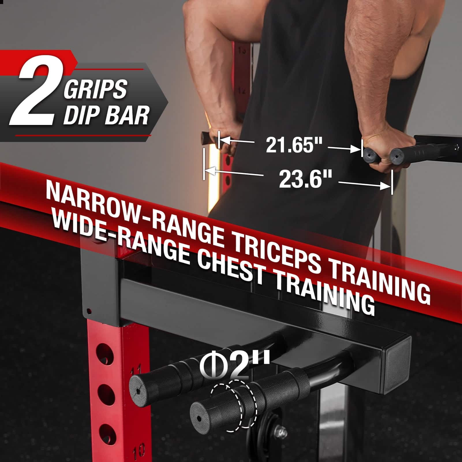 2 GRIPS DIP BAR 21.65" 23.6" WIDE-RANGE CHEST TRICEPS TRAINING 2H
