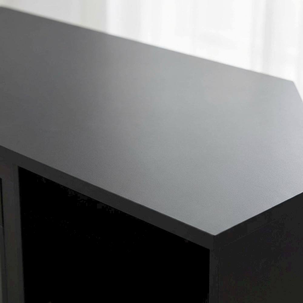 Alt View 4. FurniFact - Wood TV stand with metal legs for 55-inch TVs, modern design, Americano - Black.