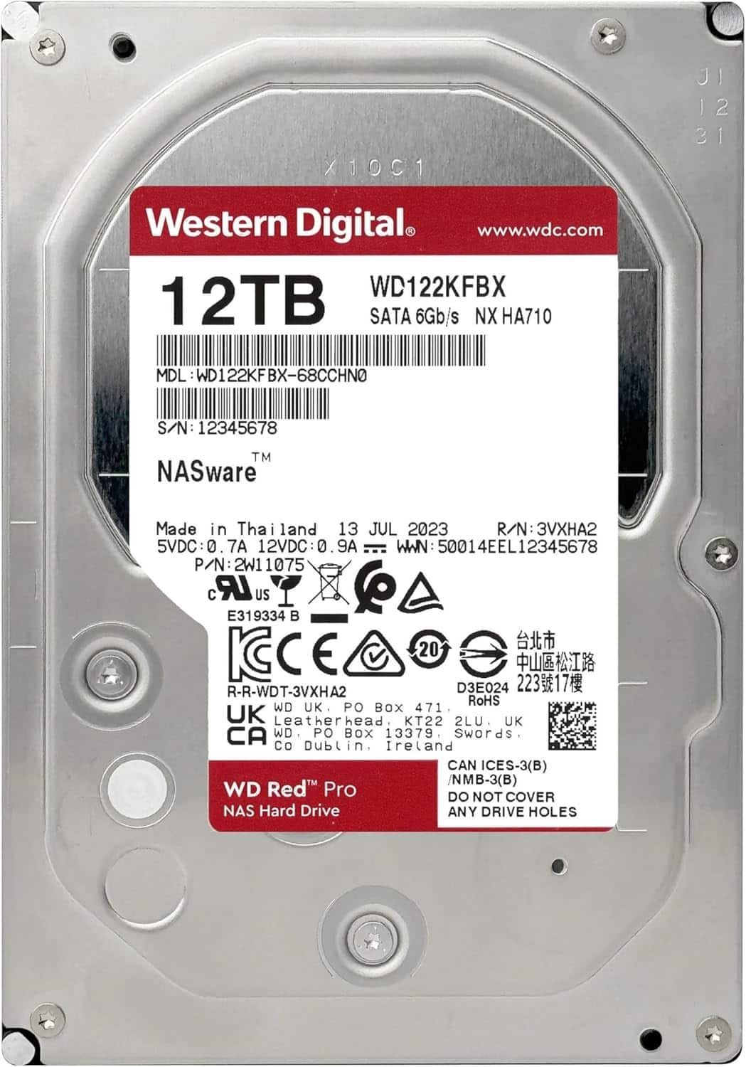 Western Digital Red Pro 12TB 2台 Western Digital WD Red Pro WD122KFBX 12TB 7200 RPM 512MB Cache