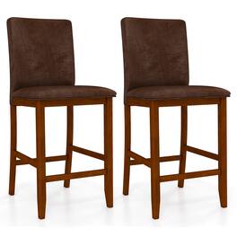Gymax - 26 Inch Counter Barstools Set of 2 w/Upholstered Seat & Backrest for Dining Room - Brown