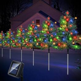 MOSZAR LLC - 6-Pack Solar Christmas Tree with 8 Lighting Modes 120 Multi-Color - MULTICOLOR