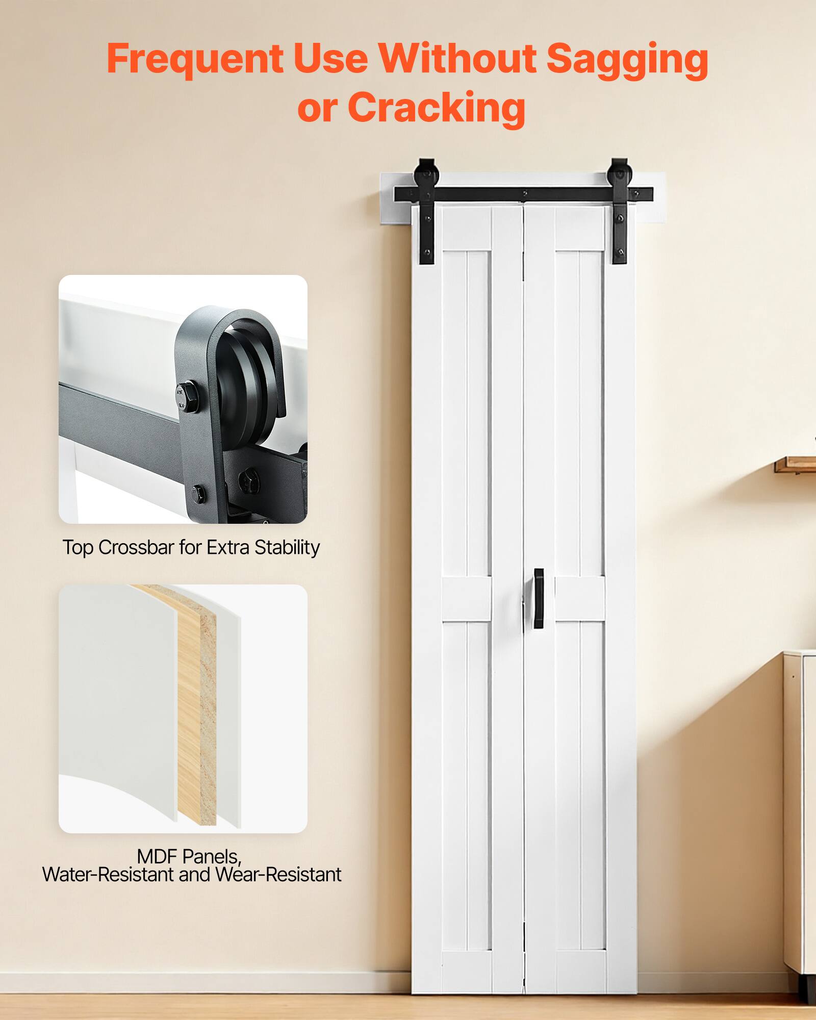 Frequent Use Without Sagging or Cracking

Top Crossbar for Extra Stability

MDF Panels, Water-Resistant and Wear-Resistant