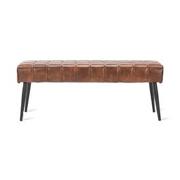 SlickBlue - PU Leather Upholstered Bench with Tapered Legs, Mid-Century Modern Style - Brown