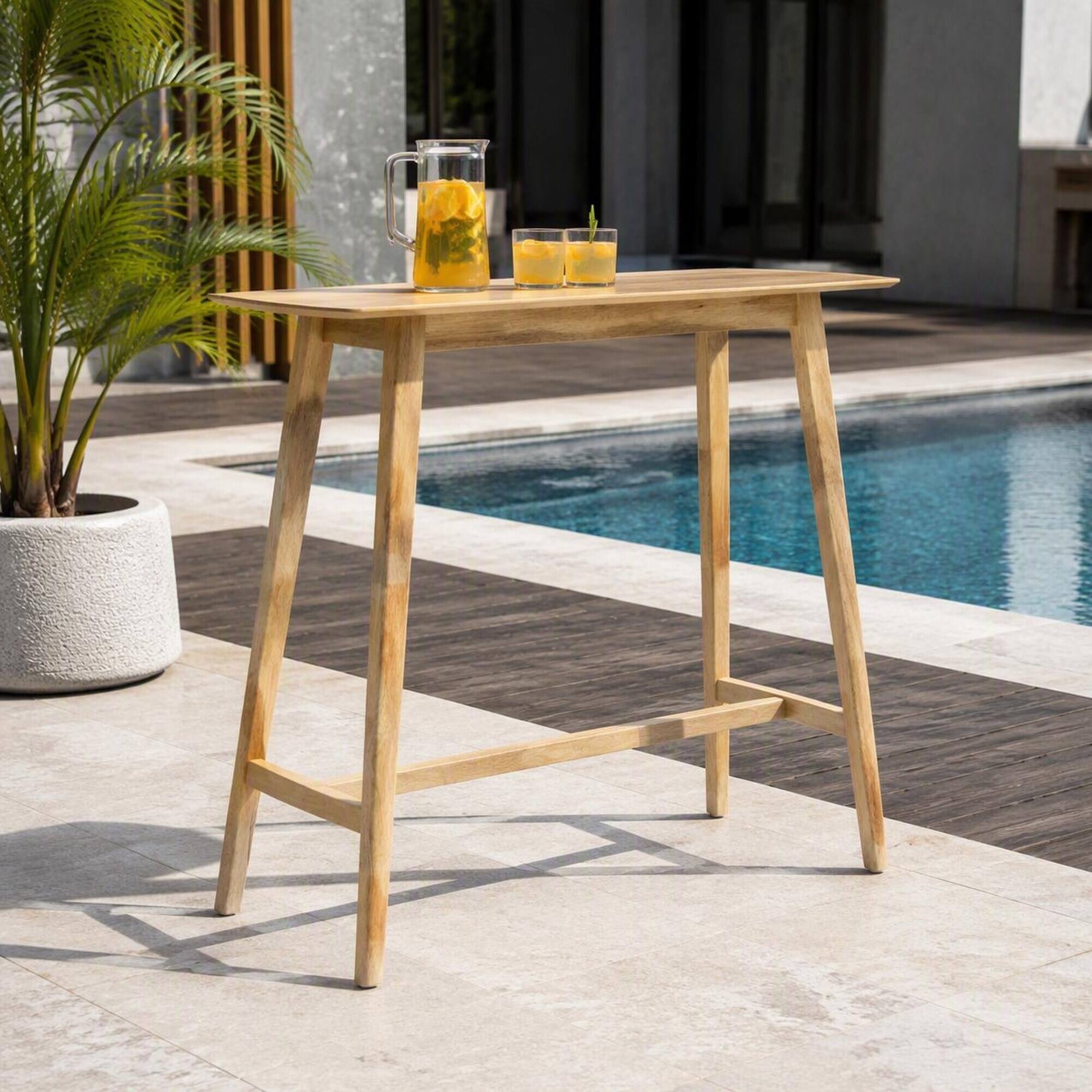 Alt View 1. RYHNUYNE - Modern Natural Oak Counter Height Bar Table,Narrow Console Sofa Table for Entryway - Natural.
