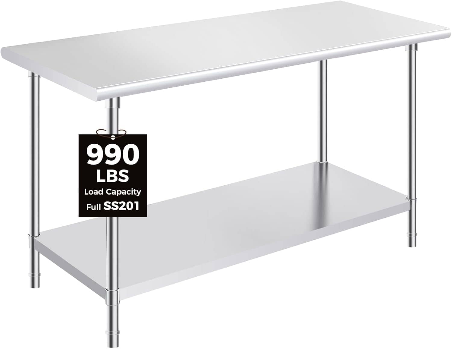 OSTBA - 24 x 60 Prep Table, NSF Commercial Heavy-Duty Work Table with Adjustable Undershelf & Feet - Stainless Steel