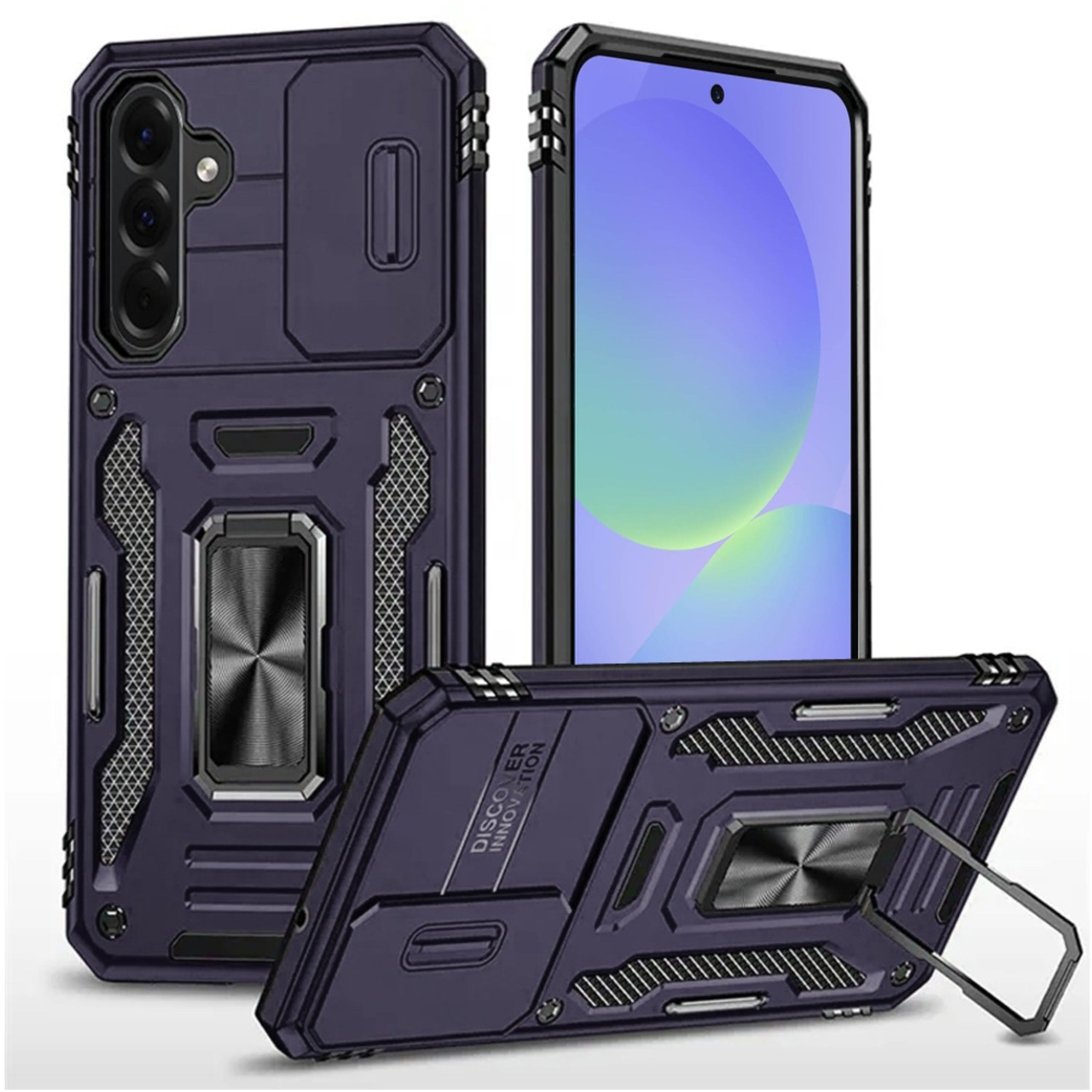 Kitcheniva - Premium Magnetic Ring Stand Lens Protection Case With Tempered Glass For Samsung A37 - Dark Purple price history on PriceWatchPro