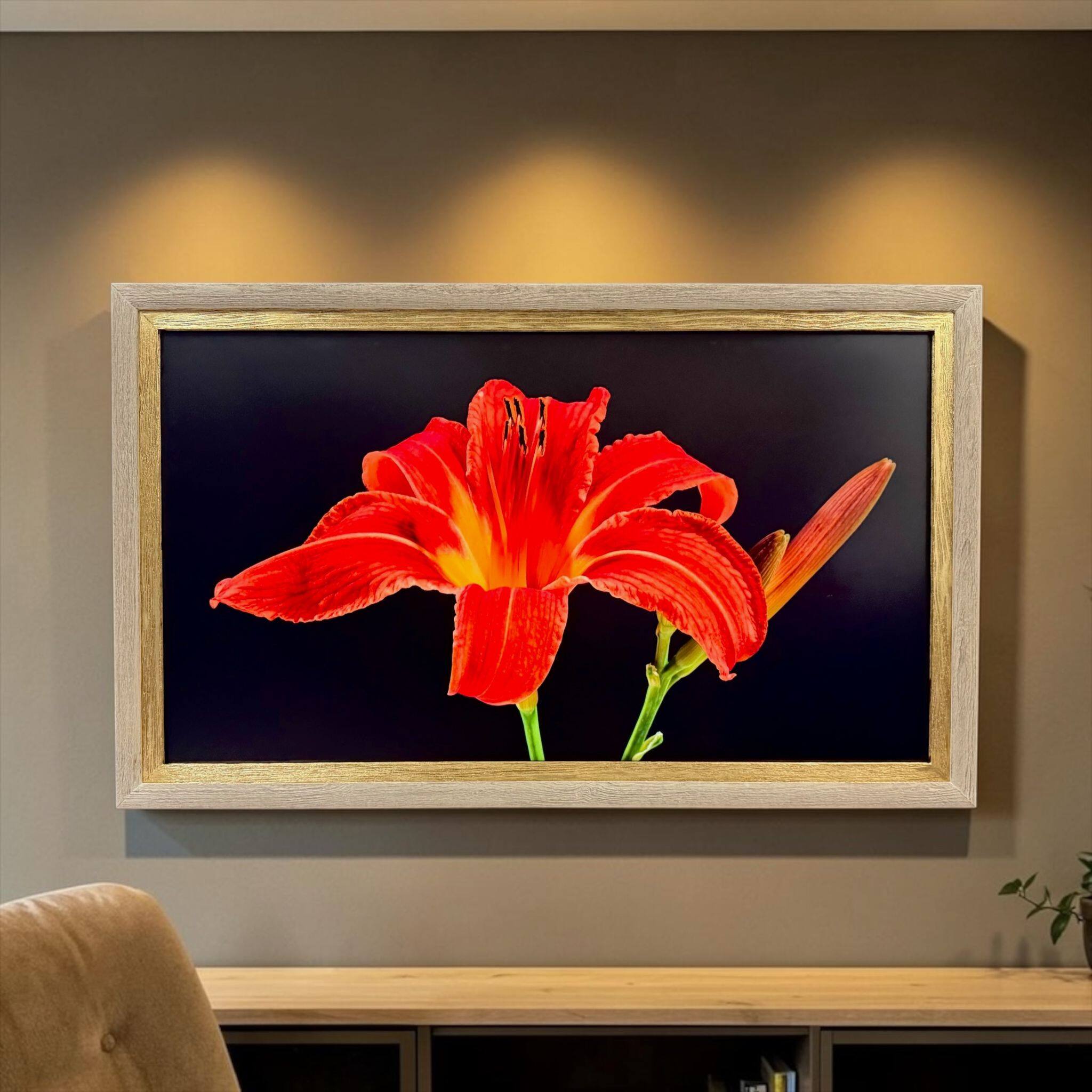 Alt View 10. LAREDO FRAME FACTORY - 55 inch Handmade wood For TCL NXTVISION Tv - RUSTIC CREAM WITH GOLD LEAF.