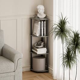 HOMLUX - 4-Tier 43.5" Corner Bookshelf Open Shelves for Display Ideal for Living Room and Office Organization Grey & Black - Gray & Black