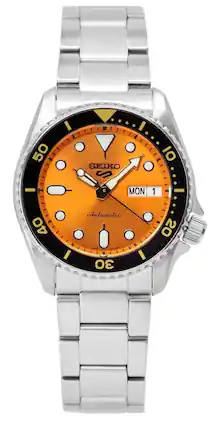 Seiko - Sports SKX Style Midi Dial Automatic SRPK35K1 100M Men's Watch - Orange