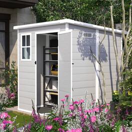 Anysun - 6x6ft Waterproof Resin Tool Storage Shed with Floor, Lockable Doors, Window & Vents - Gray