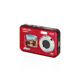 Minolta - Duo MN50WP 48 MP AF 5K Ultra HD Waterproof Digital Camera with Dual Front & Rear LCD, Red
