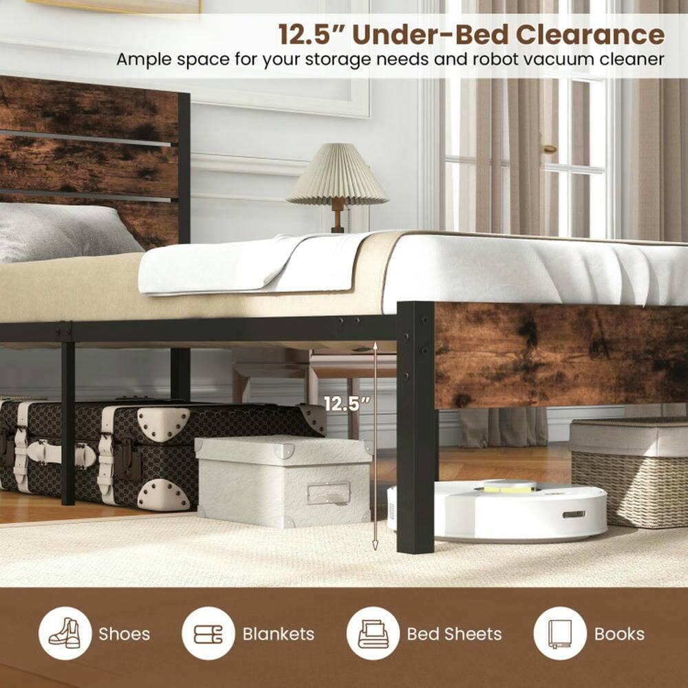 12.5" Under-Bed Clearance  
Ample space for your storage needs and robot vacuum cleaner  

12.5"  
Shoes  
Blankets  
Bed Sheets  
Books