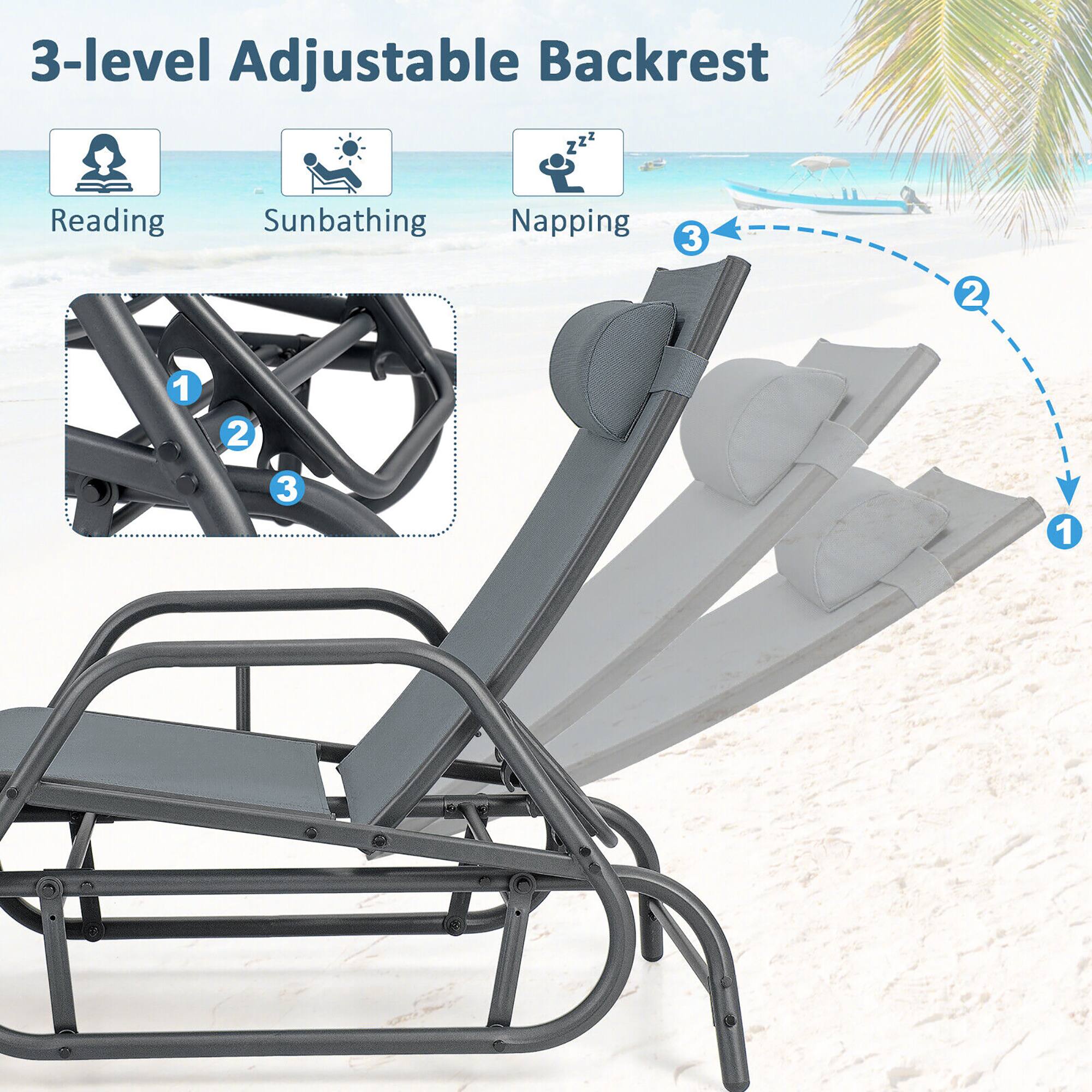 3-level Adjustable Backrest

Reading
Sunbathing
Napping