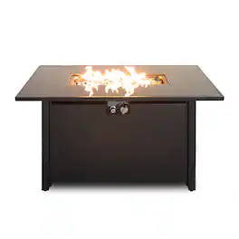 Mondawe - 25'' H x 42'' W Steel Outdoor Fire Pit Table with Lid - Black