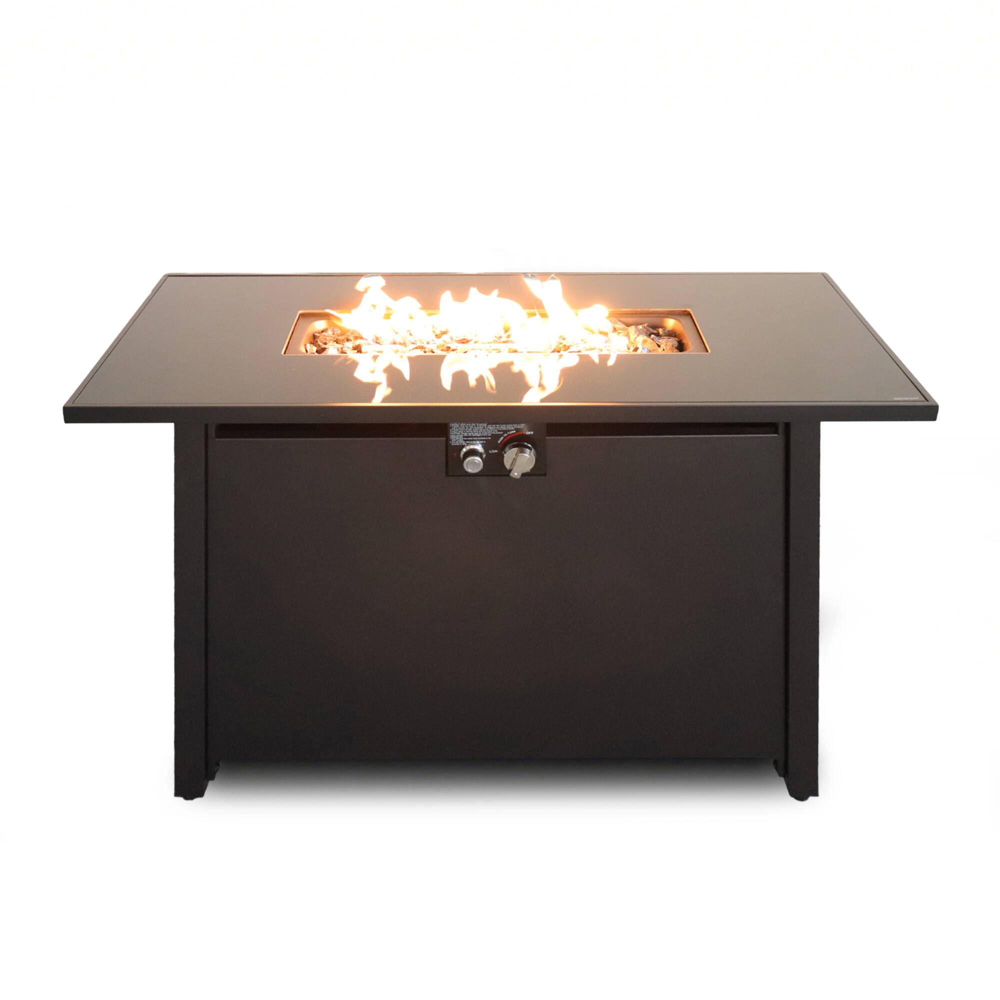 Front. Mondawe - 25'' H x 42'' W Steel Outdoor Fire Pit Table with Lid - Black.