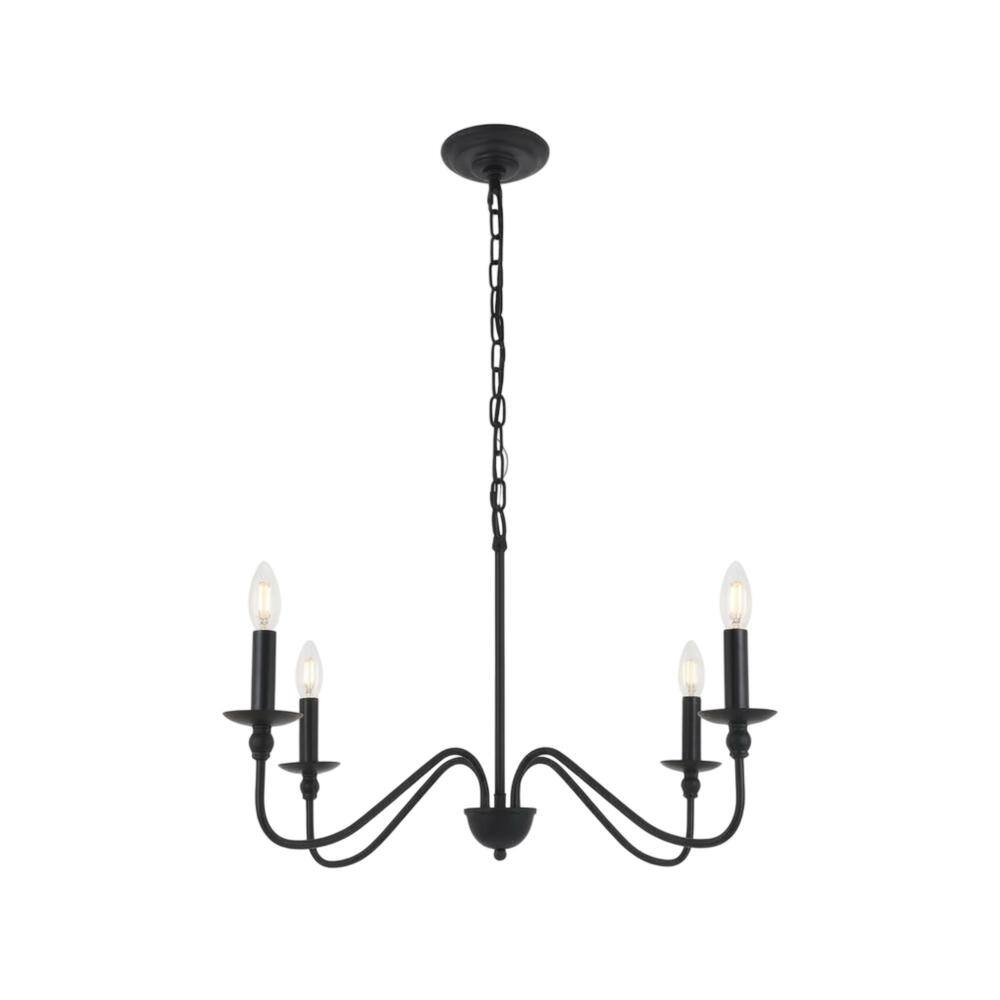 Front. Living District - Rohan 4 light Matte Black Pendant - Matte Black.