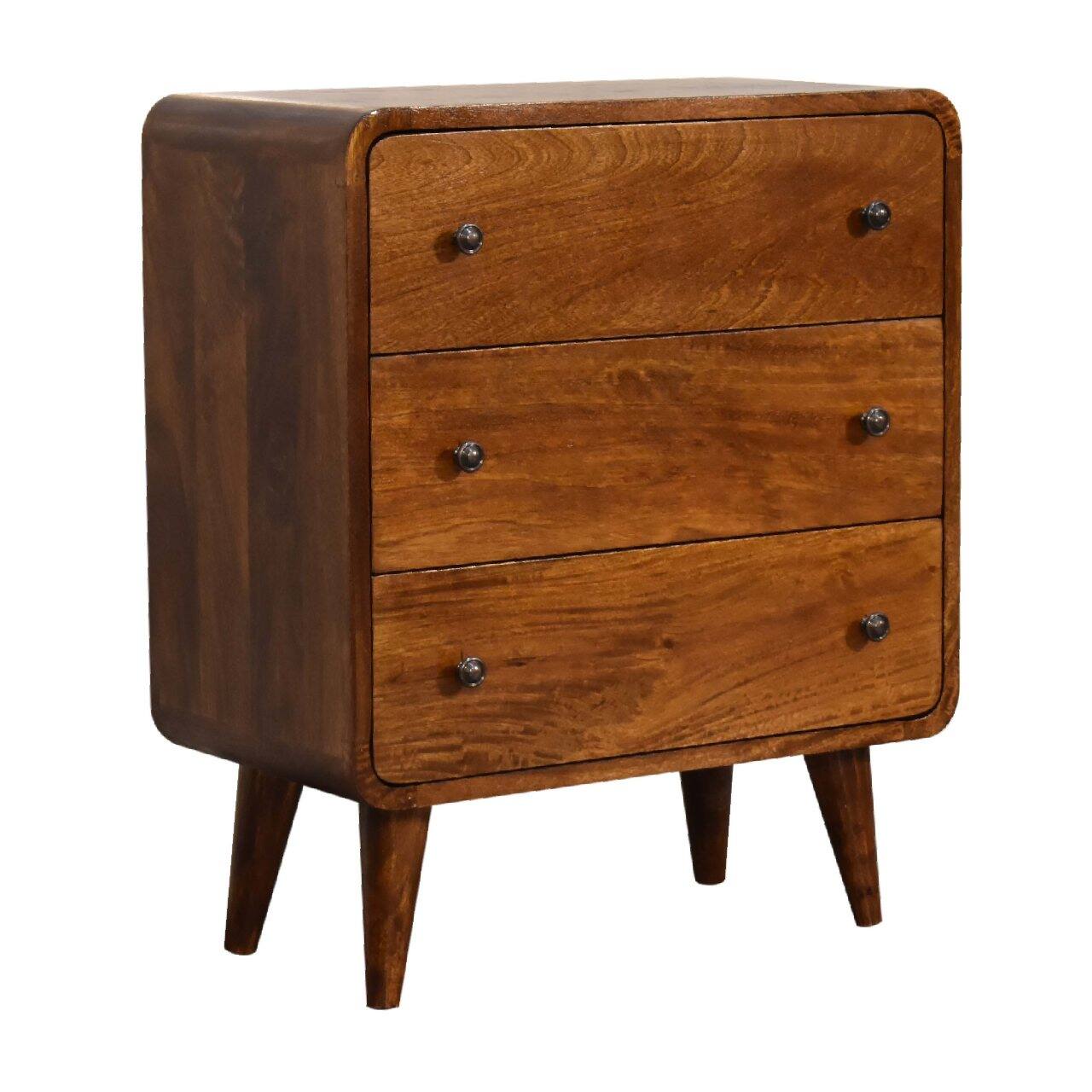 Back. Artisan Furniture - Artisan Furniture Solid Wood Mini Curved Chestnut Chest, 3 Drawers, Brown - Brown.