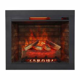 RYHNUYNE - 33 Inch Infrared Electric Fireplace Insert with 3D Flame Effect, Remote Control & Crackling Sound - Antique Black