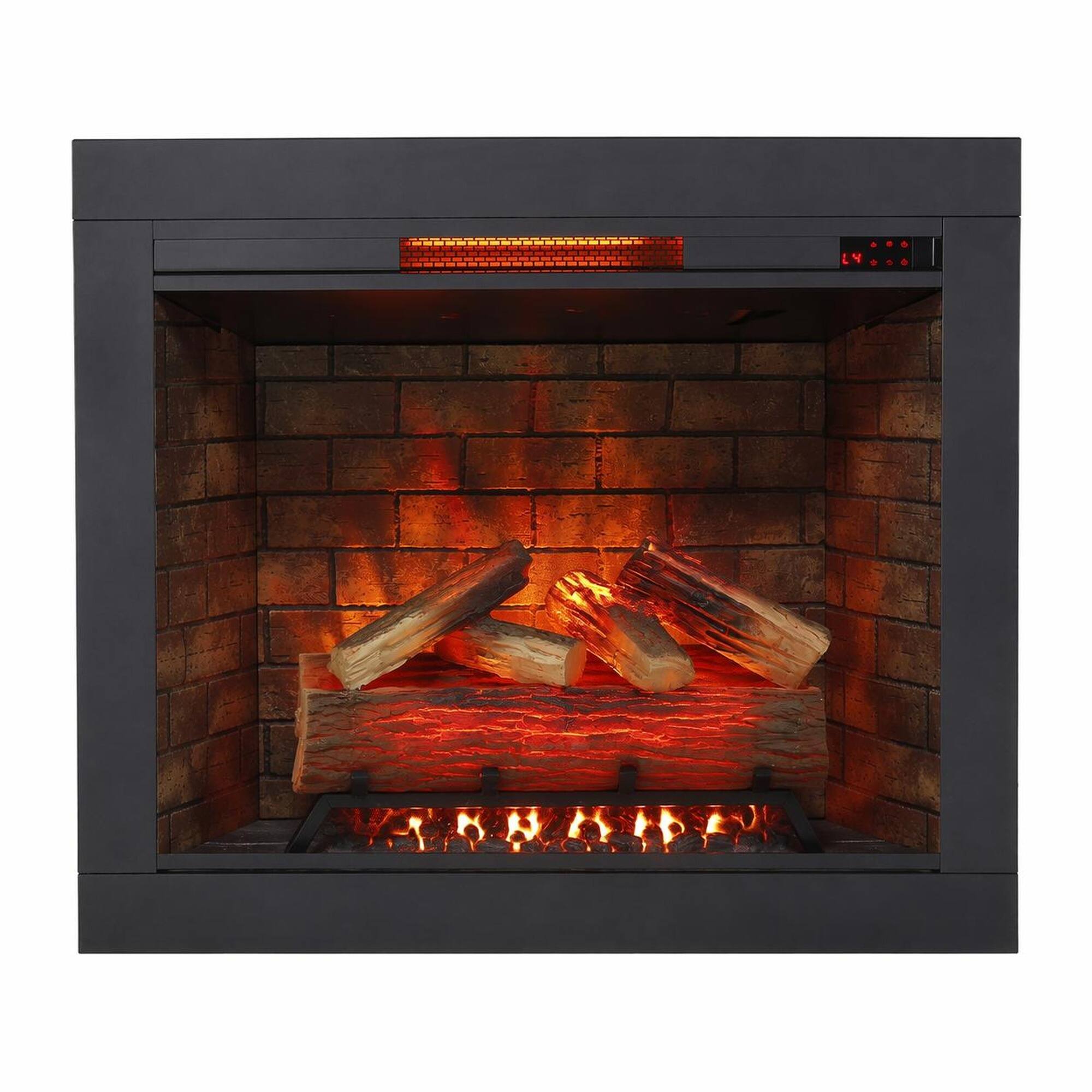 Front. RYHNUYNE - 33 Inch Infrared Electric Fireplace Insert with 3D Flame Effect, Remote Control & Crackling Sound - Antique Black.