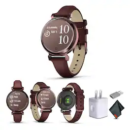 Garmin - Lily 2 Classic, Small and Stylish Smartwatch Dark Bronze with Mulberry Leather Band Bundle - options - (2024)