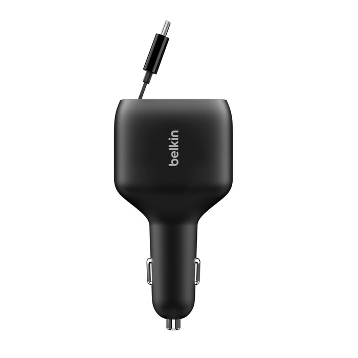 Angle. Belkin - BoostCharge Retractable Car Charger 75W - Black.