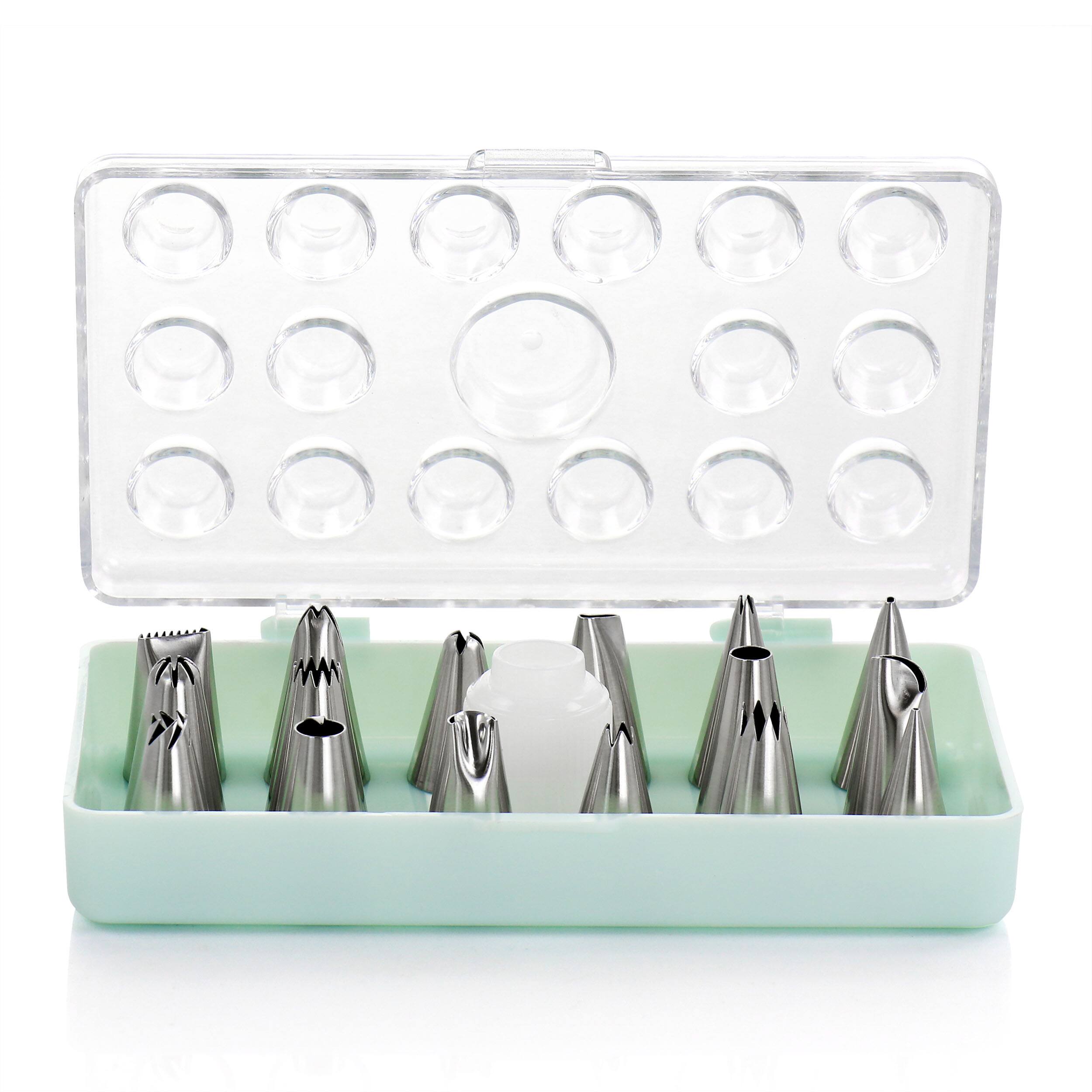 Alt View 1. Martha Stewart - Martha Stewart 16 Piece Stainless Steel Assorted Cake Decorating Nozzles - Silver, Mint.
